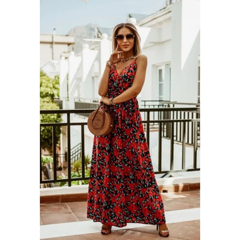 Women's summer floral maxi dress, a perfect casual and chic beach dress option