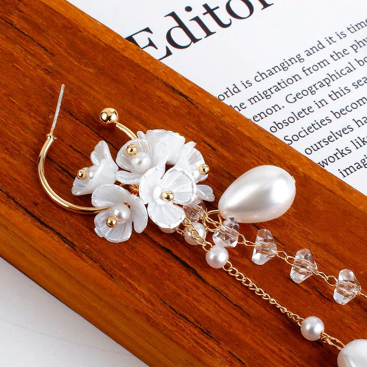 Stunning Bohemian pearl & crystal dangle earrings, ideal gift for her, women's fashion.