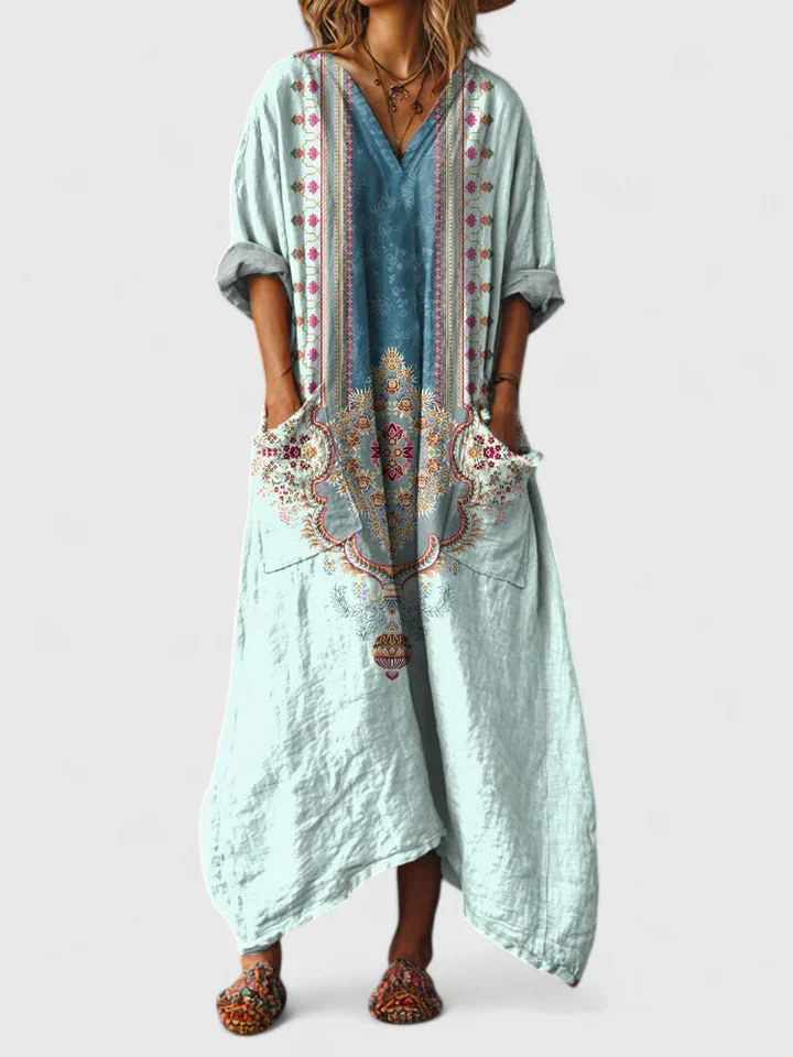 Vibrant bohemian printed wide-leg jumpsuit for women. A stylish one-piece, perfect for summer vacations.