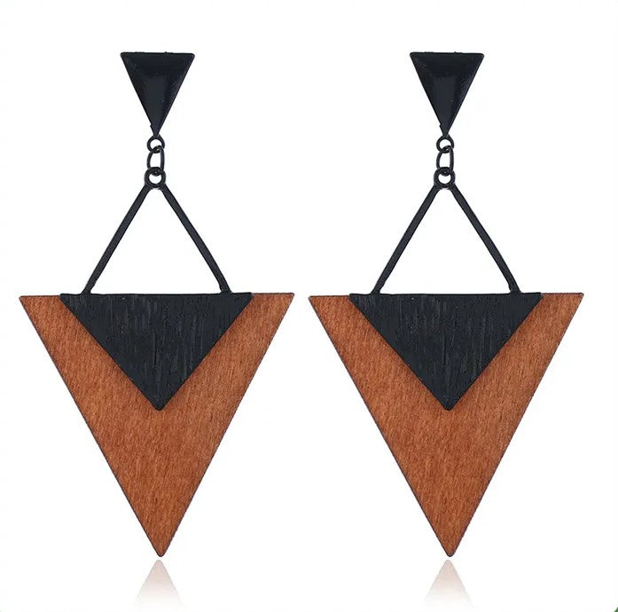Stylish women's teardrop earrings crafted from natural wood, perfect lightweight boho jewelry.