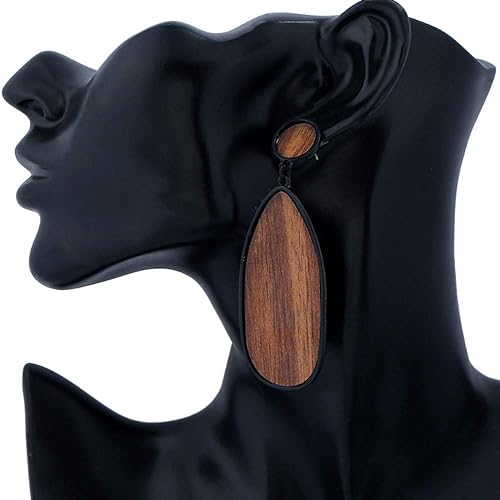 Boho wood teardrop earrings, a trendy lightweight gift idea for women who love natural jewelry.