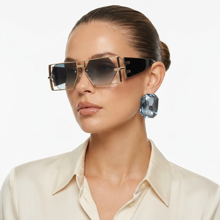 Bold women's eyewear: edgy modern sunglasses with a lightweight frame, providing UV400 protection.