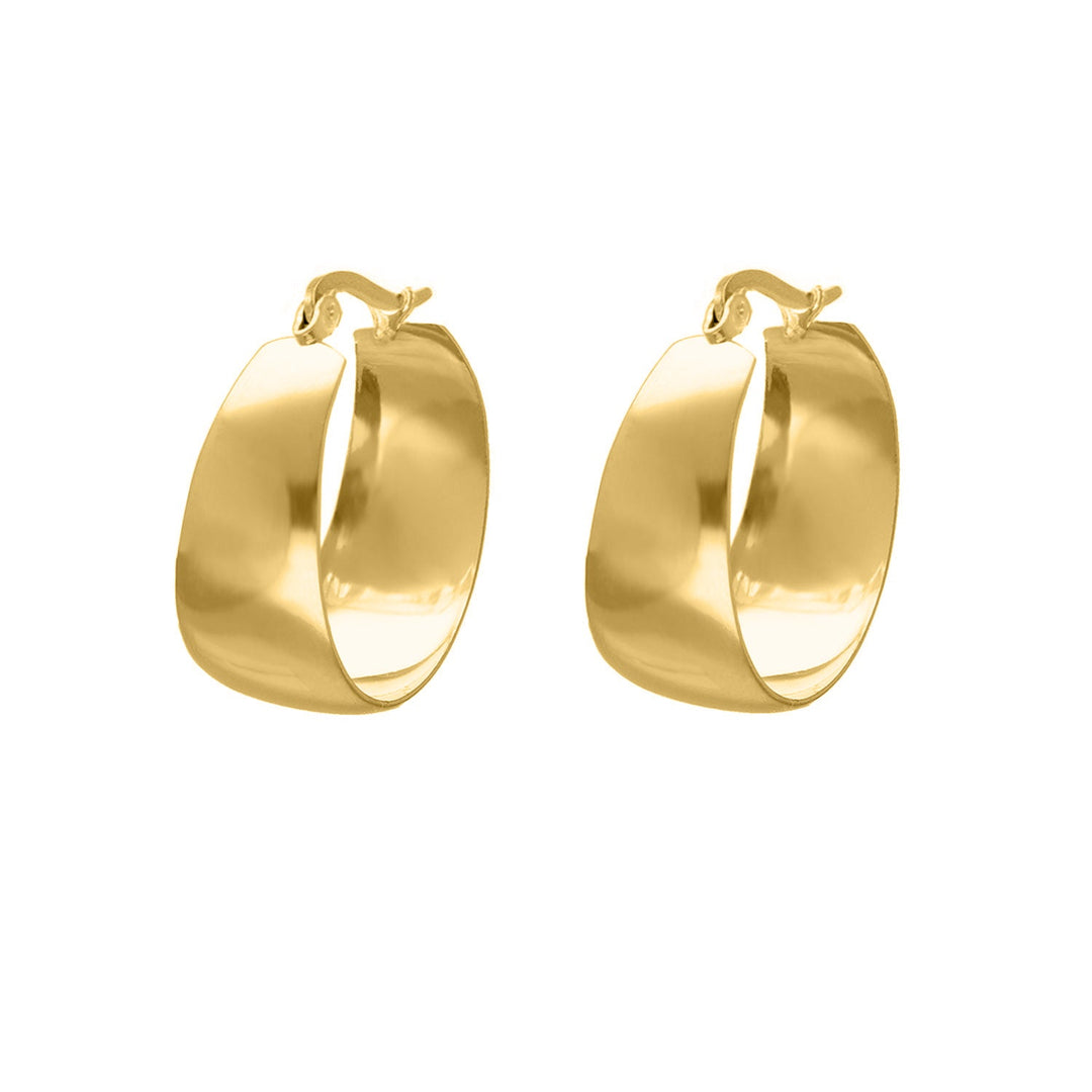 Women's bold statement hoop earrings, gold plated & silver. Elegant fashion jewelry design.