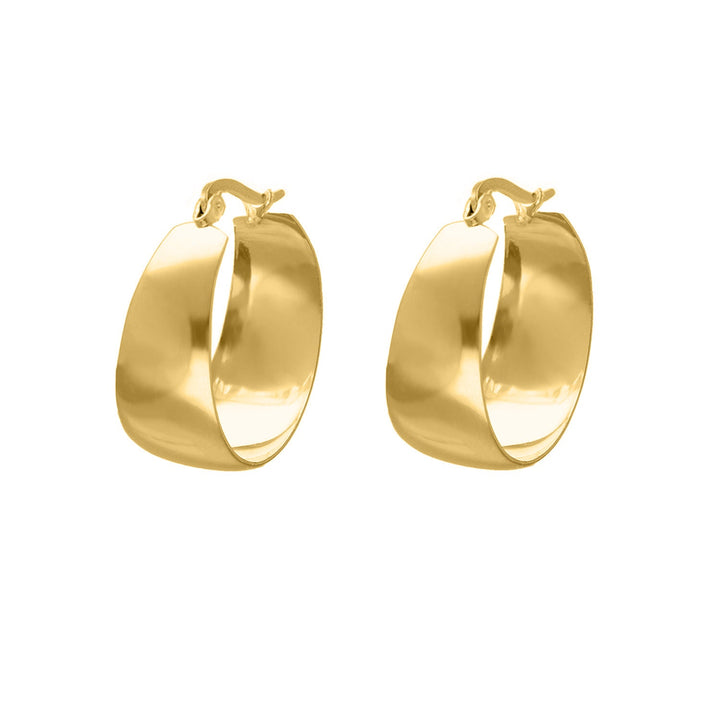 Women's bold statement hoop earrings, gold plated & silver. Elegant fashion jewelry design.