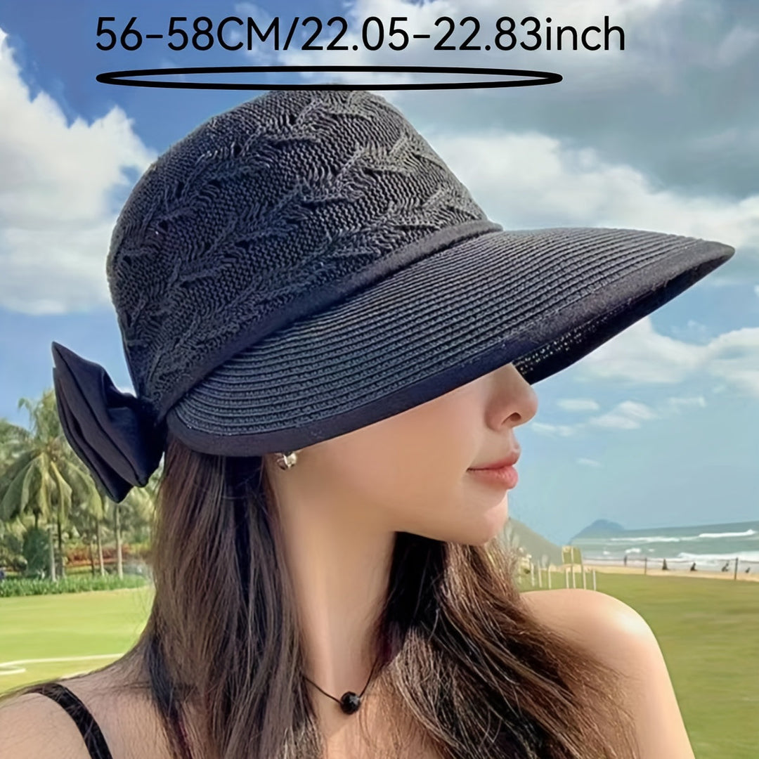 Breathable & foldable women's summer hat with a stylish braided design and pretty bow detail.
