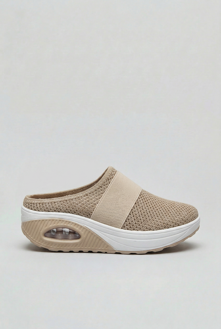 Women's breathable comfort mules with air cushion sole for all-day easy wear. Perfect slip-on summer shoes.