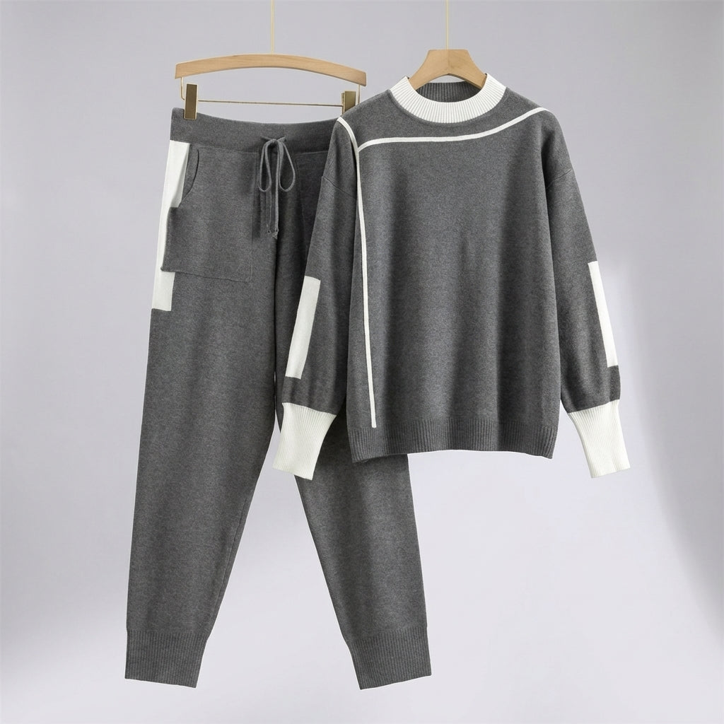Athletic wear inspired women's knit two-piece set, designed for breathability and ultimate comfort