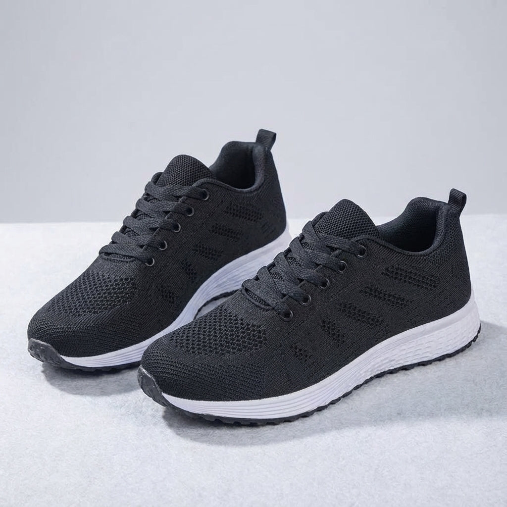 Comfortable women's sports shoes with a breathable knit upper, athleisure style