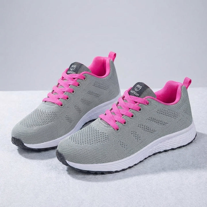 Modern women's athletic footwear, knitted for enhanced breathability and support