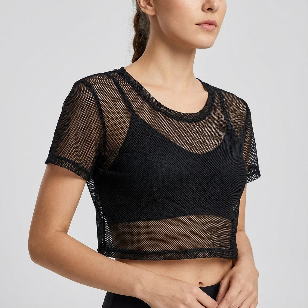 Women's athletic mesh performance top, Kaylee, for breathable and comfortable workout gear