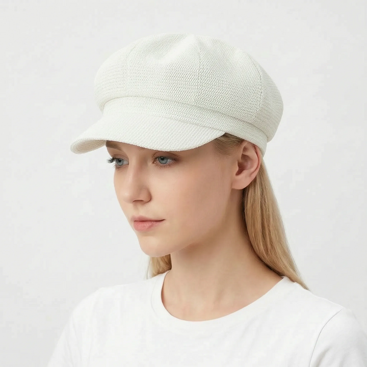 Front view of a versatile women's breathable open-weave sun hat, a must-have accessory for summer vacations.