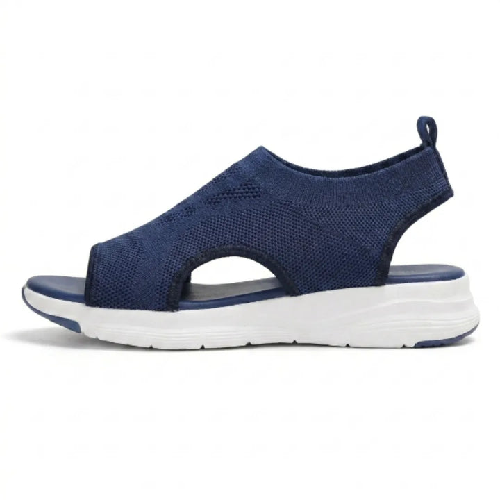 Slip-on women's wedge sandals, orthopedic for comfortable walking. Breathable summer footwear with foot support.