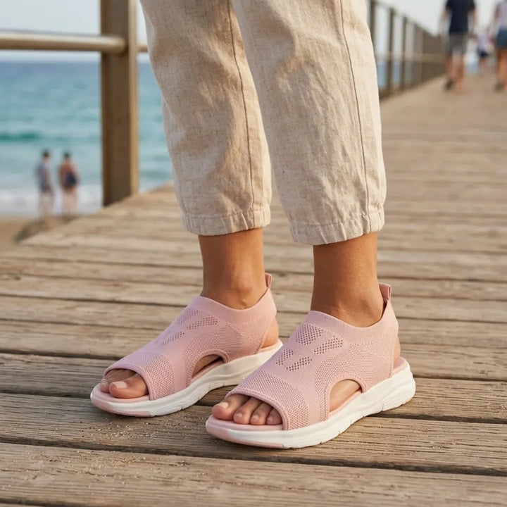 Therapeutic orthopedic wedge sandals for women, breathable & comfortable for foot relief & walking support.
