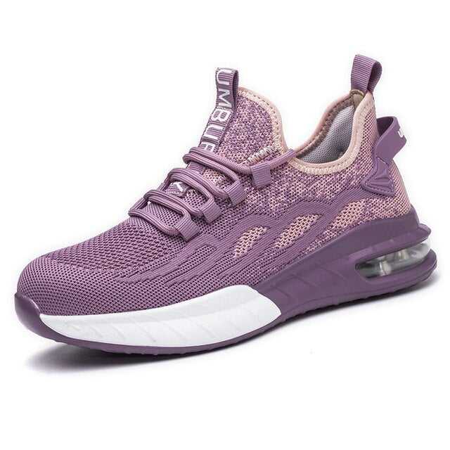 Women's steel toe safety shoes, breathable mesh upper for airflow, ensuring comfort & protection all day.