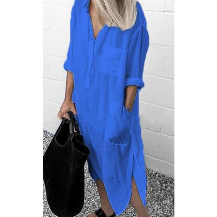 Elegant women's maxi dress, ideal for summer vacations, beachwear, or casual elegant outings.