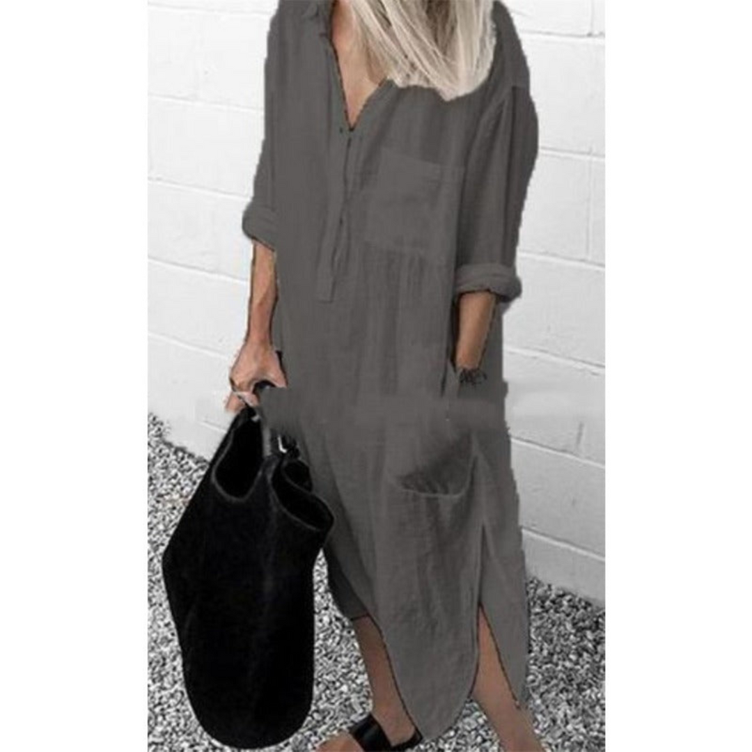 Mila women's maxi dress: comfortable, stylish, long summer design for a relaxed vacation outfit.