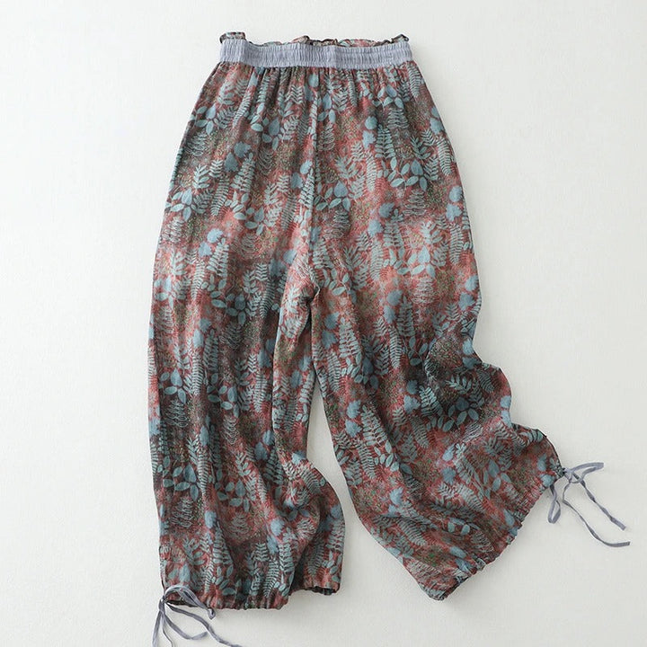 Relaxed fit women's wide-leg pants, ideal for casual spring/summer wear, bohemian style, comfort, and vacation.