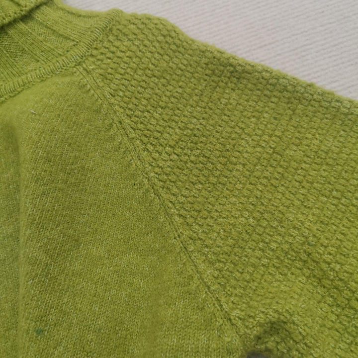 Women's bright green casual oversized knitted sweater, soft and comfortable for everyday wear.