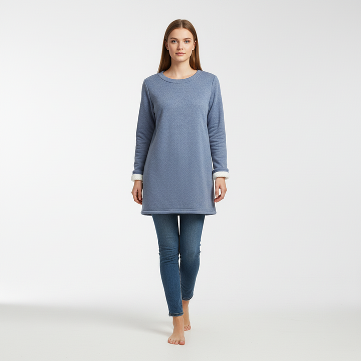 Comfortable women's fleece pullover Brigitte, long sleeve, ideal for everyday winter fashion