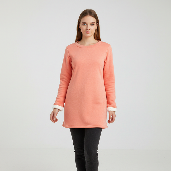 Brigitte women's round neck fleece sweater, soft lining, essential for cold weather