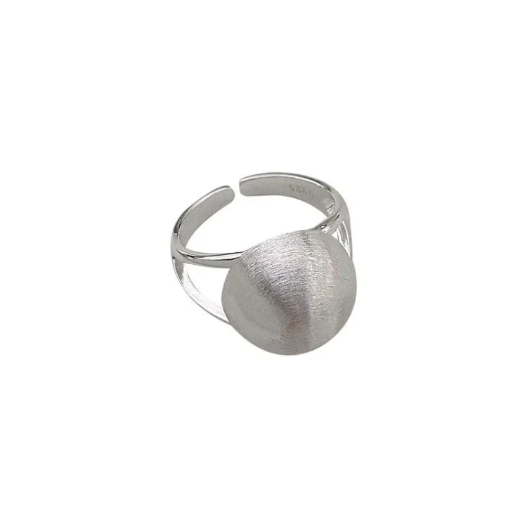 Women's brushed sterling silver half dome ring. Elegant, minimalist design for modern fashion.