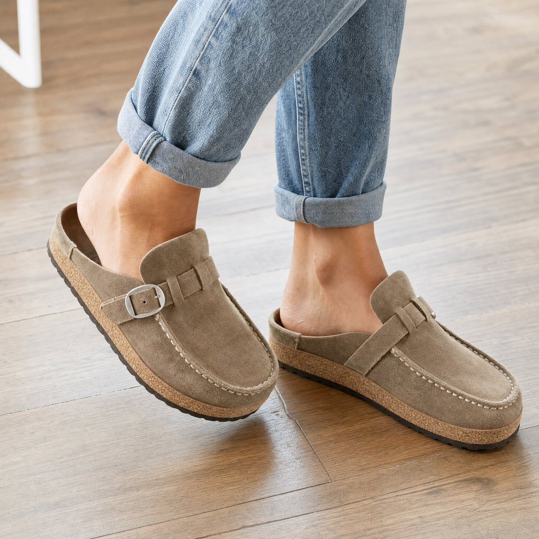 Slip-on Brynn Mules for women, offering orthopedic comfort and supportive arch for daily use.