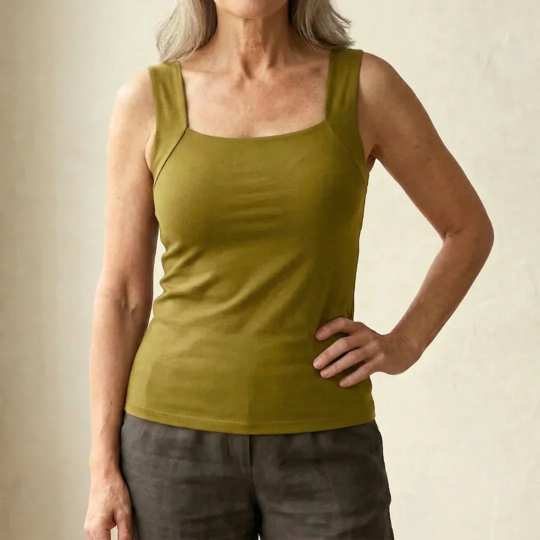 Ultimate daily wear women's tank top with built-in bra, ensuring all-day comfort.