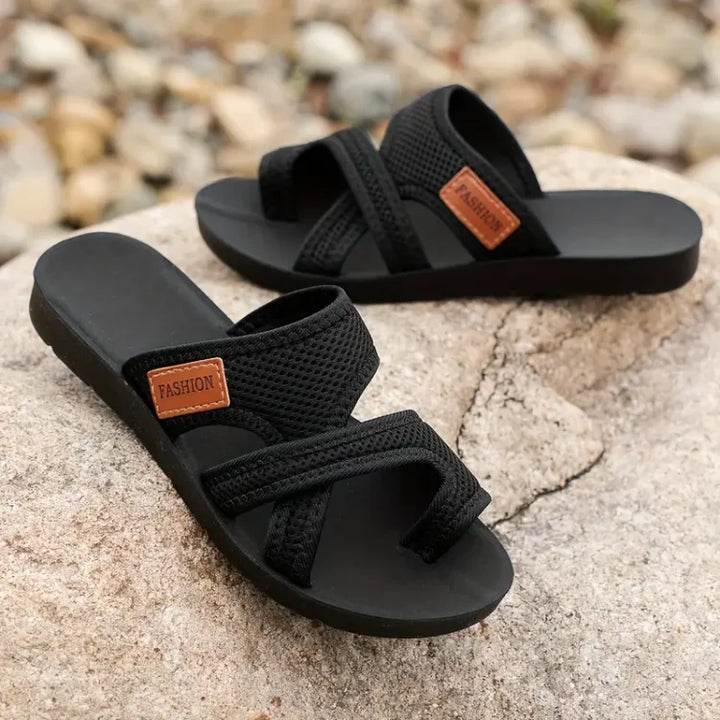 Cally women's comfort sandals, available in wide & normal fits, ensuring supportive foot health & all-day ease.