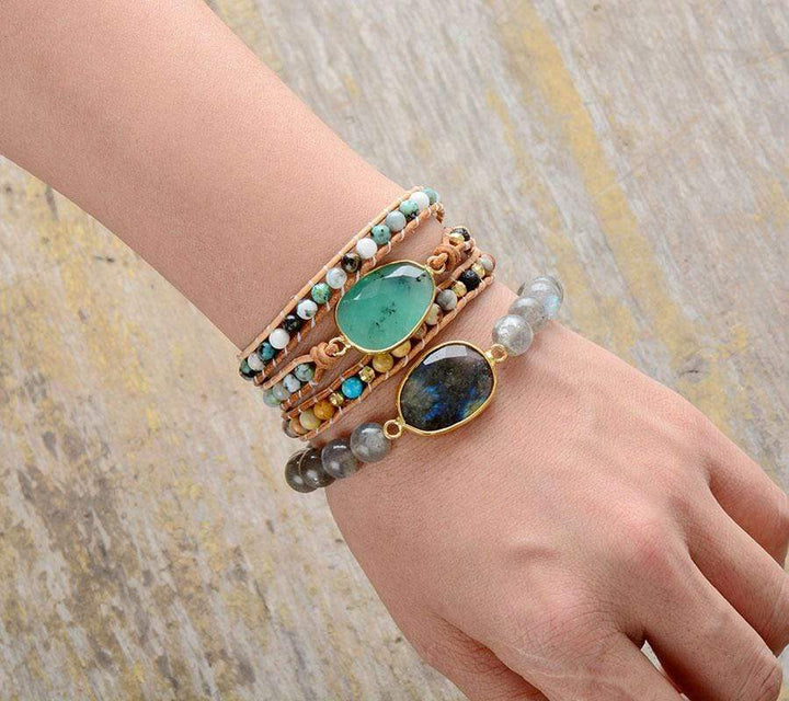 Elina women's jade wrap bracelet, multi-layer design, fashion jewelry for stress relief