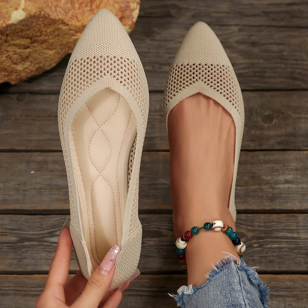 Calora women's breathable pointed-toe flats, lightweight and comfortable for stylish daily activities.