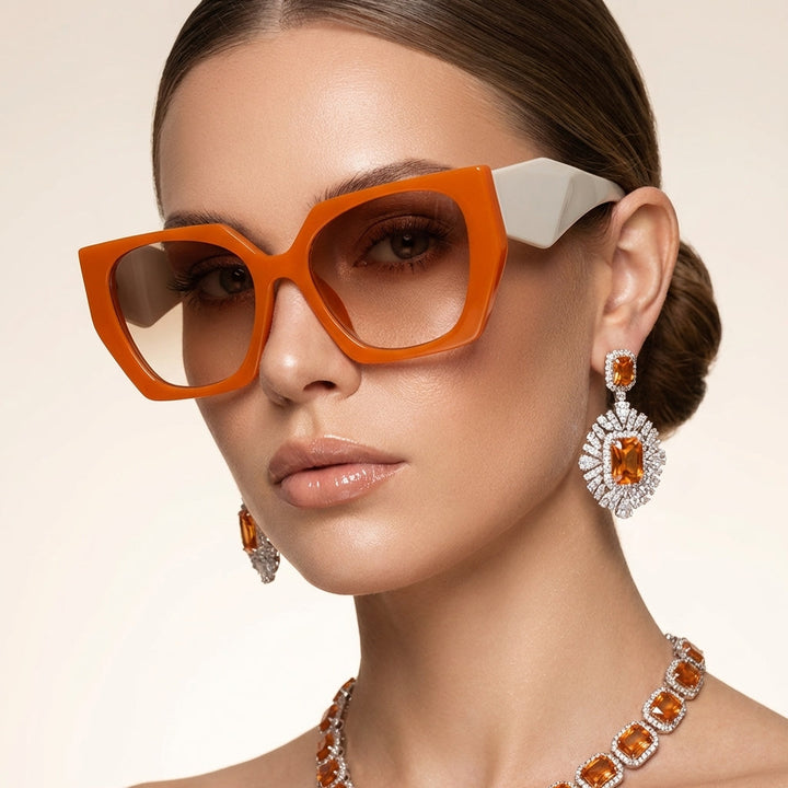 Women's Carmina oversized cat eye sunglasses with UV400 protection. Fashionable eye protection for street style.