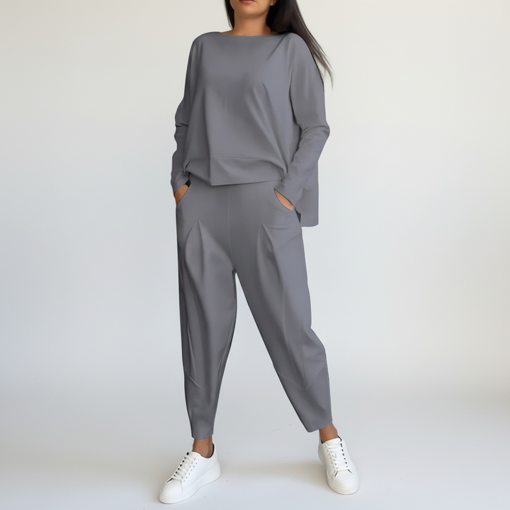 Stylish women's casual set, two-piece cotton blend loungewear for ultimate comfort