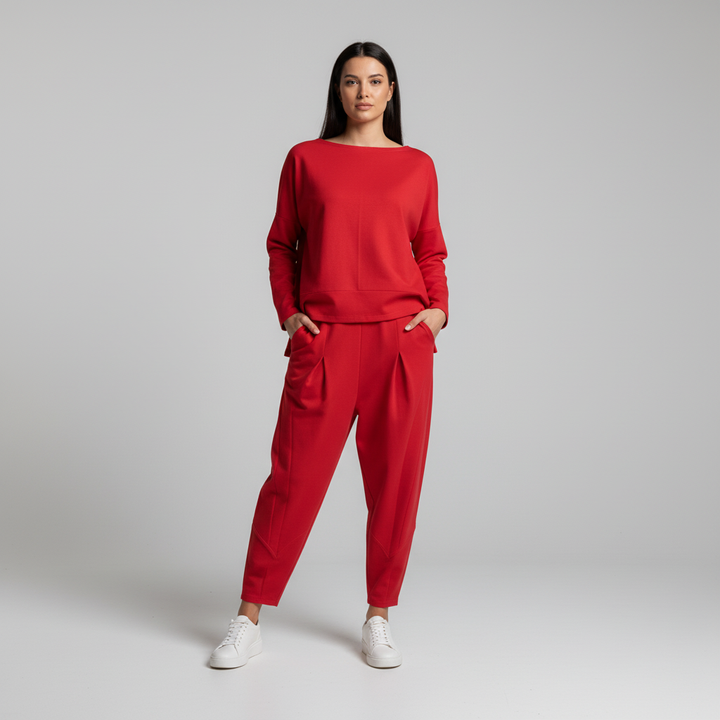 Trendy women's two-piece set, cotton blend loungewear, great for everyday casual wear