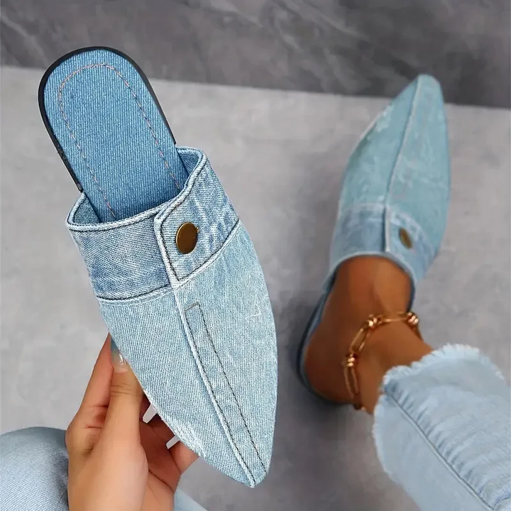 Women's casual chic pointed toe mule slide shoes, perfect for comfortable slip-on everyday style.