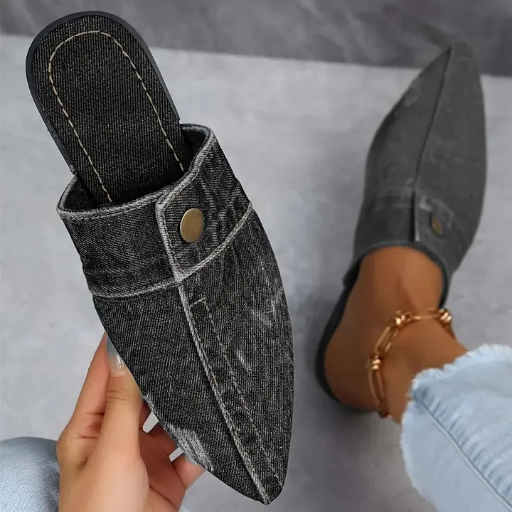 Stylish women's slip-on mule shoes for casual chic spring fashion, comfortable everyday footwear.
