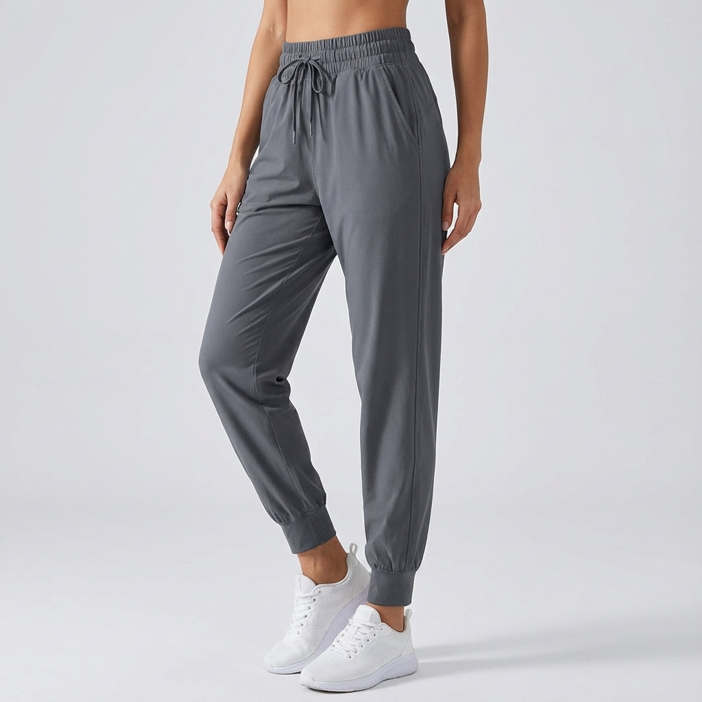 Everyday comfort joggers for women, high-waist cotton blend trousers perfect as lounge wear