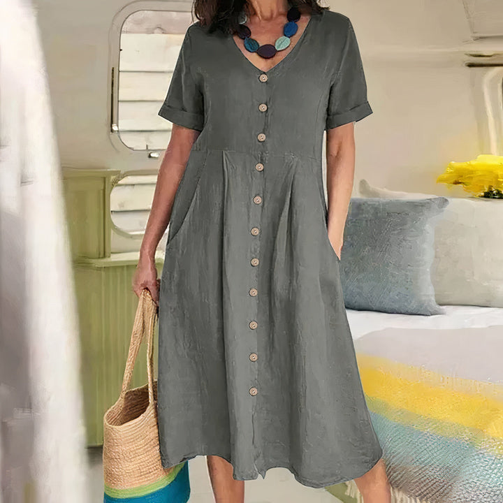 Everyday women's summer dress, comfortable cotton blend with a casual loose fit, a versatile wardrobe staple