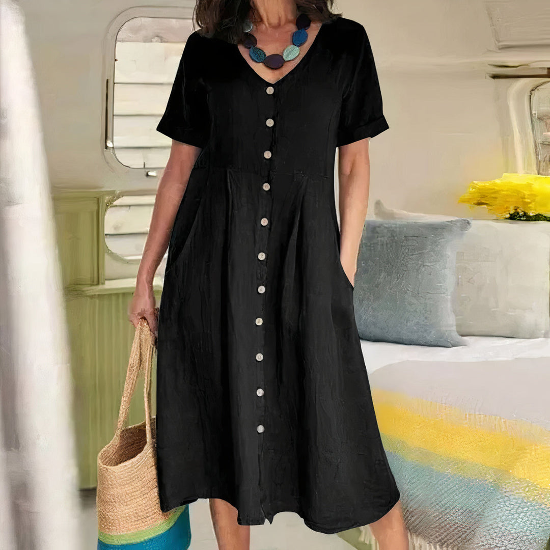 Relaxed fit cotton blend summer dress for women, ideal for casual wear, beach trips, and warm weather comfort