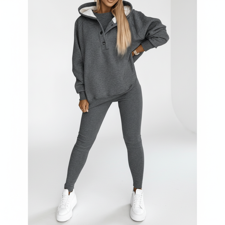 Women's relaxed fit cotton blend tracksuit in navy, a versatile two-piece loungewear set for everyday casual style
