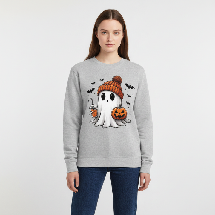 Women's round neck Halloween pullover, 'Sarah' graphic, soft polyester cotton