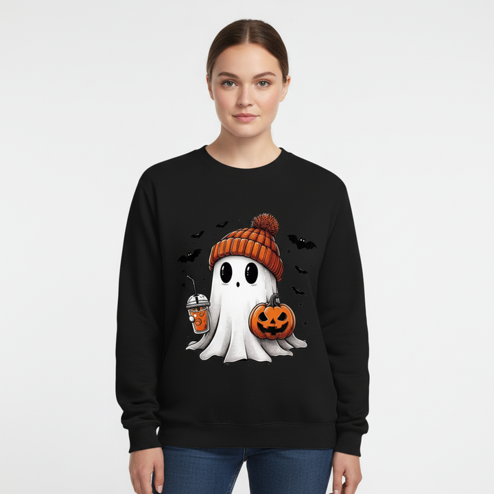 Casual women's Halloween sweatshirt, long-sleeve graphic top for autumn