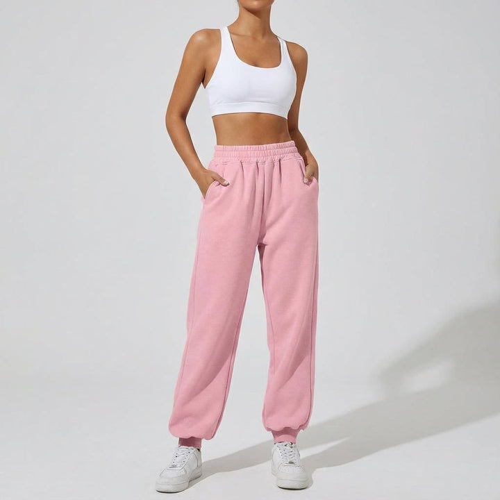 Martha women's relaxed fit jogger pants, black, with functional side pockets, activewear style