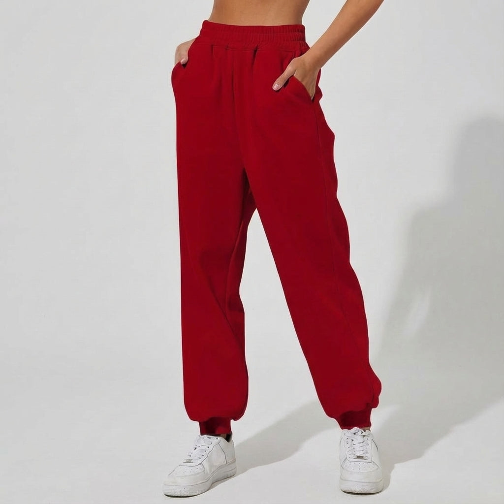 Pair of Martha casual women's joggers, folded neatly, in a light color, comfortable and versatile