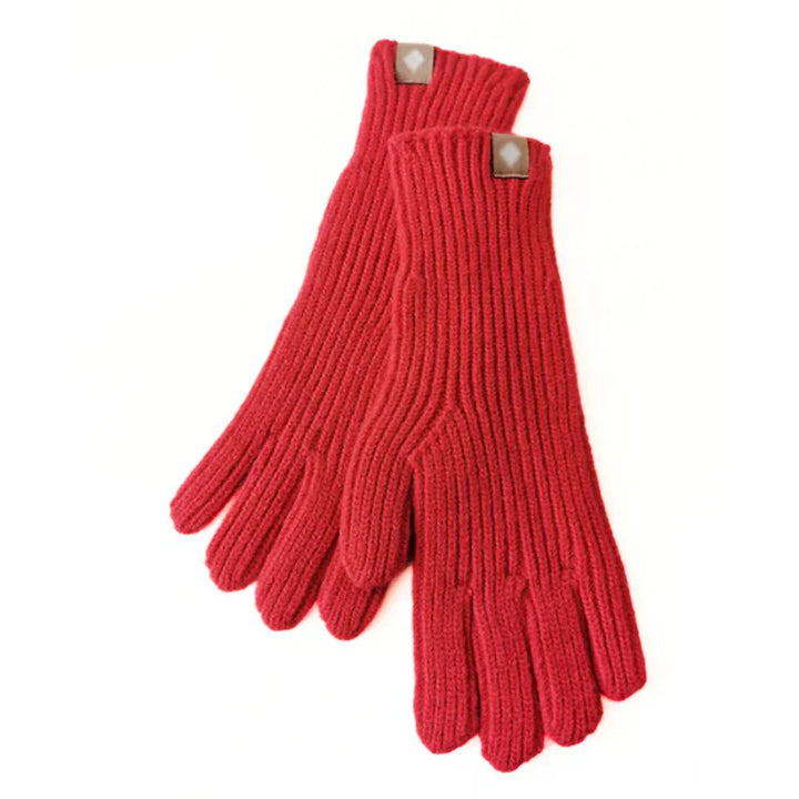 Multicolor one-size women's knitted touchscreen gloves. Soft, warm & stylish casual winter accessory.