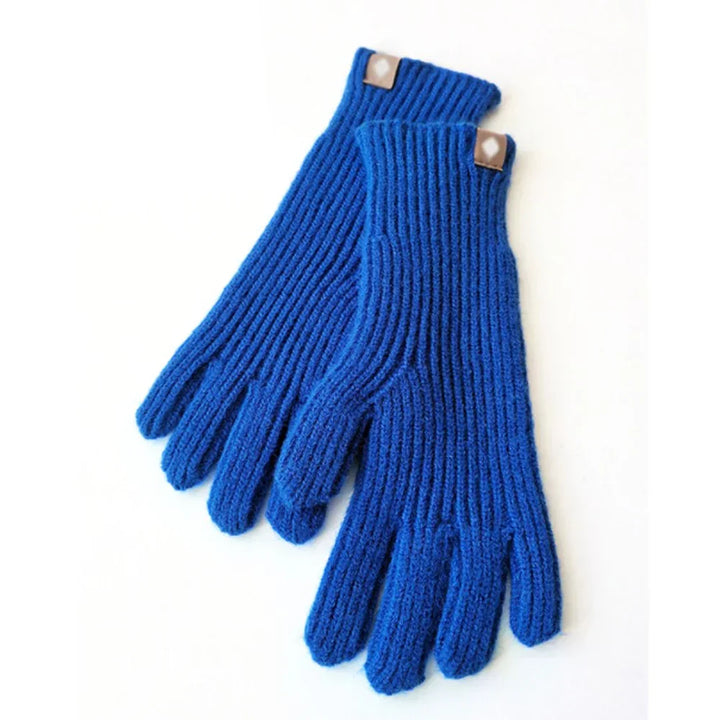 Multicolor women's knitted touchscreen gloves, a soft & warm winter accessory for casual fashion.