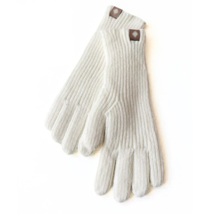 Warm, soft knitted women's gloves with touchscreen compatibility, perfect for casual winter wear.