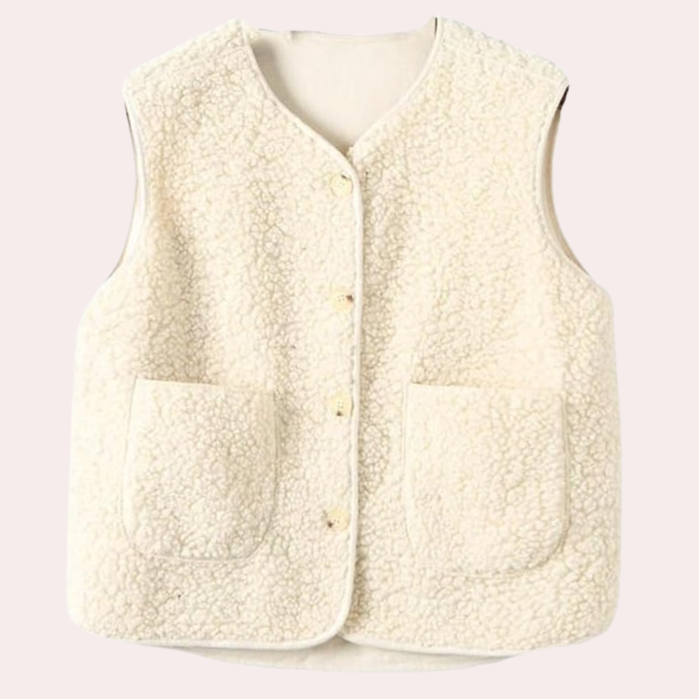 Elegant women's gilet with a tie-front knot, suitable for chic casual layering.