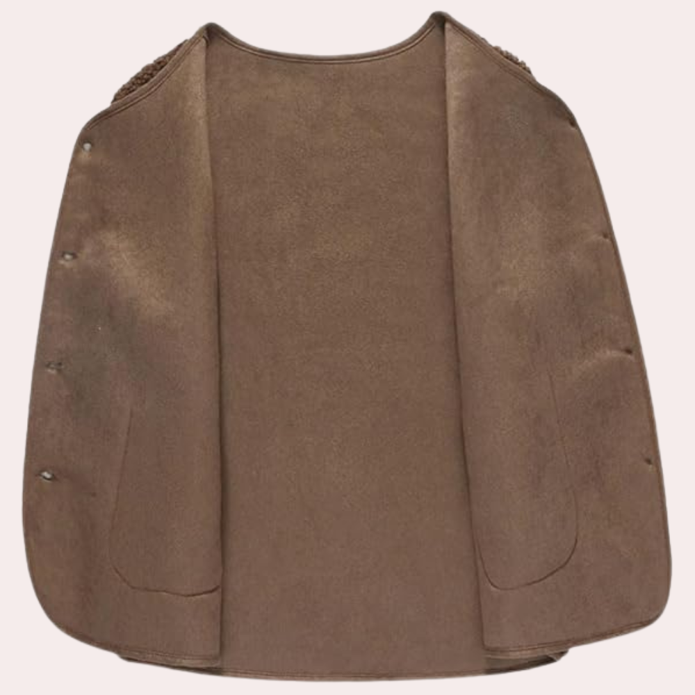Women's sleeveless knotted gilet, perfect for versatile spring & fall styling.