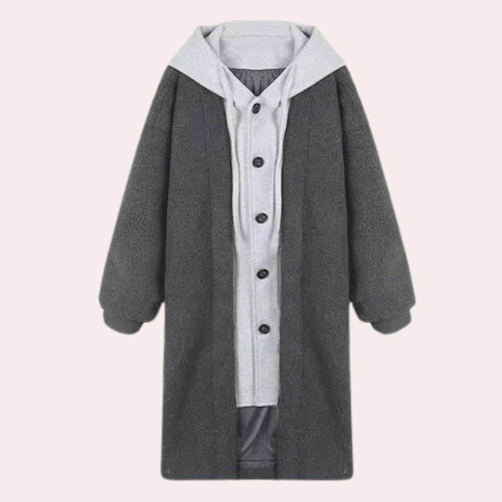 Everyday style women's long hooded jacket, offering comfort and warmth for fall fashion.