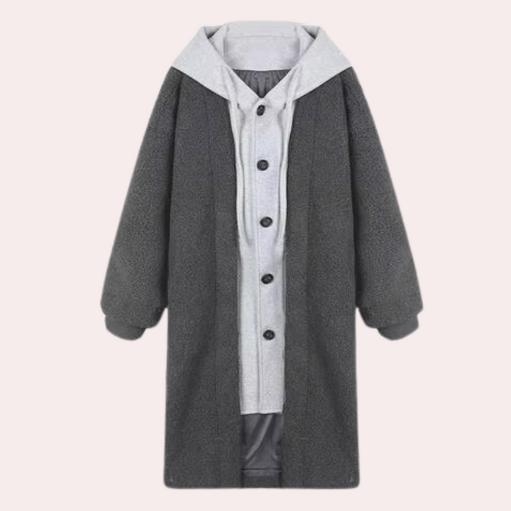 Everyday style women's long hooded jacket, offering comfort and warmth for fall fashion.